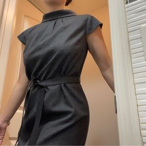 Brooks Brothers Wool dress sheath collared midi grey size 2 NWT